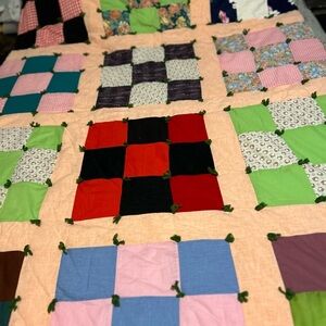 Patchwork Quilt with Multicolor Squares